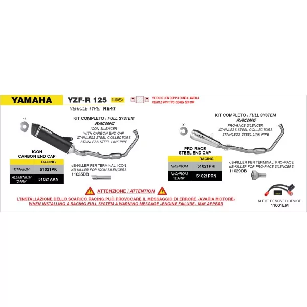 Arrow Exhaust Yamaha YZF R 125 2025 - Icon