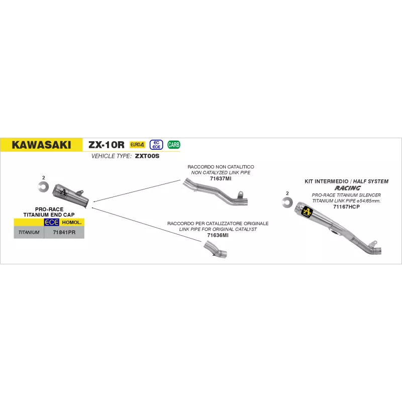 Arrow Exhaust Kawasaki ZX-10R 2016-2019 - Kit Racing Pro-Race Arrow Exhaust Kawasaki ZX-10R 2016-2019 - Kit Racing Pro-Race