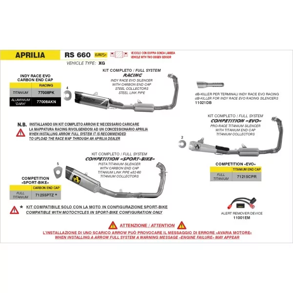 Arrow Exhaust Aprilia RS 660 2025 - Indy Race EVO