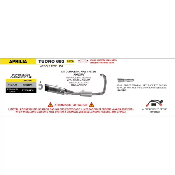 Arrow Exhaust Aprilia Tuono 660 2025 - Indy Race EVO