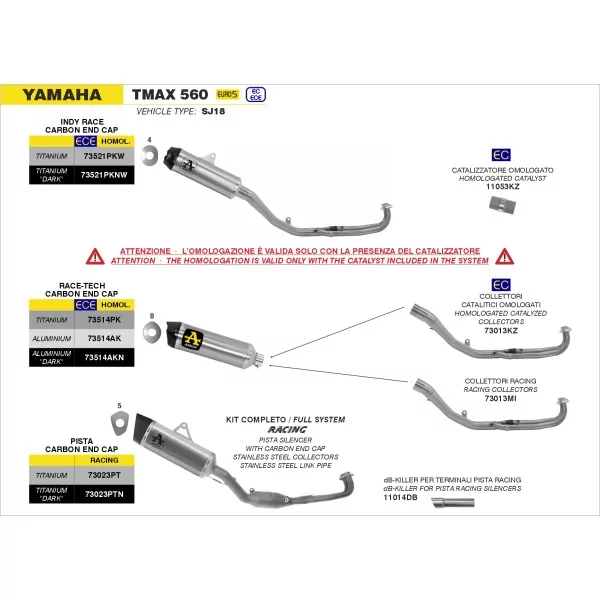 Arrow Exhaust Yamaha T-Max 560 2020-2022 - Pista