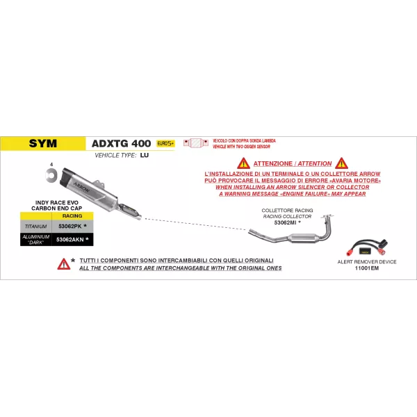 Arrow Exhaust Sym ADX TG 400 - Indy Race EVO