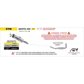 Arrow Exhaust Kit Collettori Racing Inox Sym ADX TG 400