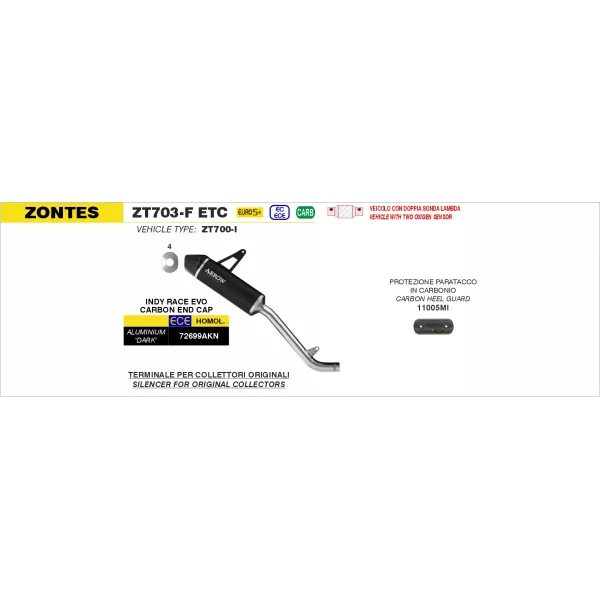 Arrow Exhaust Zontes ZT703-F ETC - Indy Race EVO