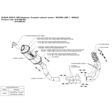 Akrapovic Suzuki GSX-R 1300 Hayabusa S-S13R2-RC