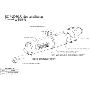 Akrapovic Bmw K1200S K1200R SS-B12SO1-HC